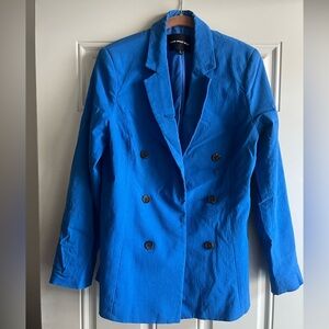 Who What Wear Blue Double-Breasted Women's Coat, L